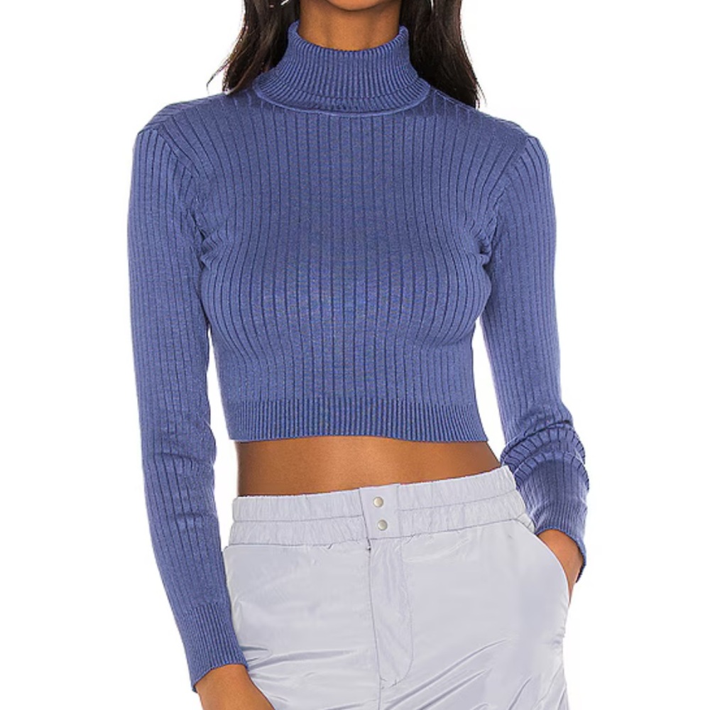 Superdown Navy Ribbed Turtleneck Sweater